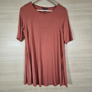Eileen Fisher Small Viscose‎ Jersey Scoop Neck Elbow Sleeve Swing Tunic Top